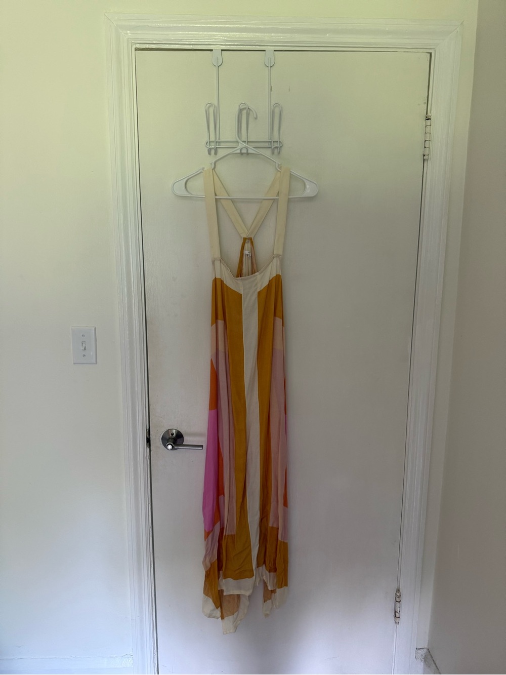 O'Neill Striped Colorblock Maxi Dress in Mustard, Pink, and Cream